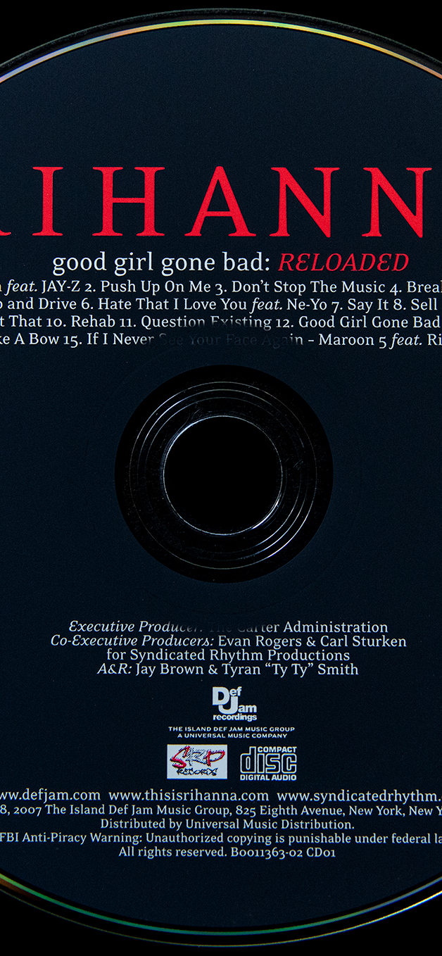 Rihanna's Good Girl Gone Bad album disc.
